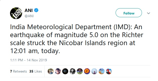 earthquake in Nicobar Islands