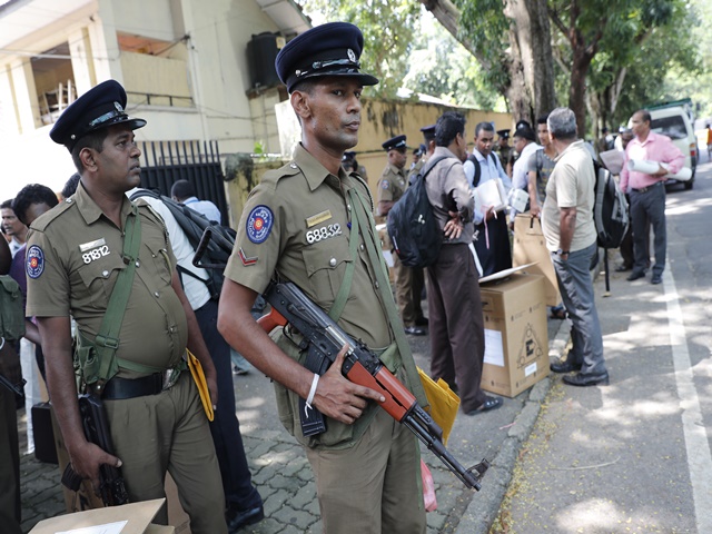 Security beefed up outside a polling station in Colombo