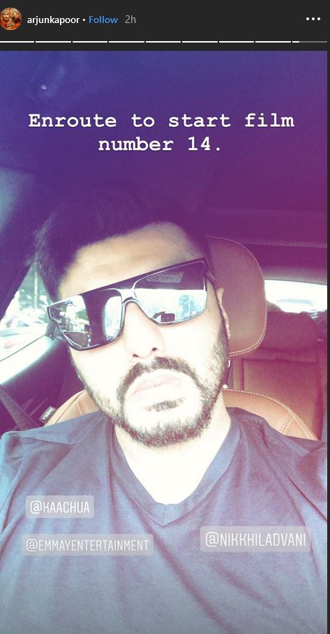 arjun kapoor, arjun kapoor starts new film, arjun enroute for film number 14, arjun kapoor share selfie