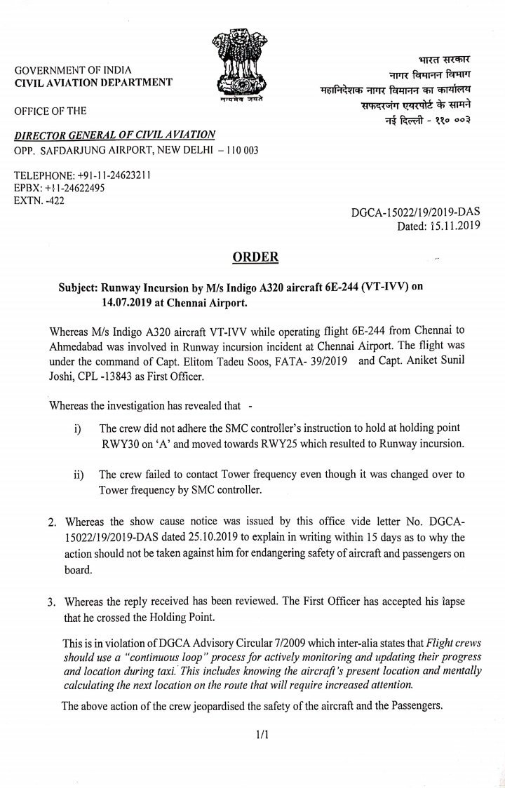 Two Indigo pilots lose flying licence over runway incursion