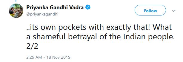 Priyanka Gandhi Vadra's tweet