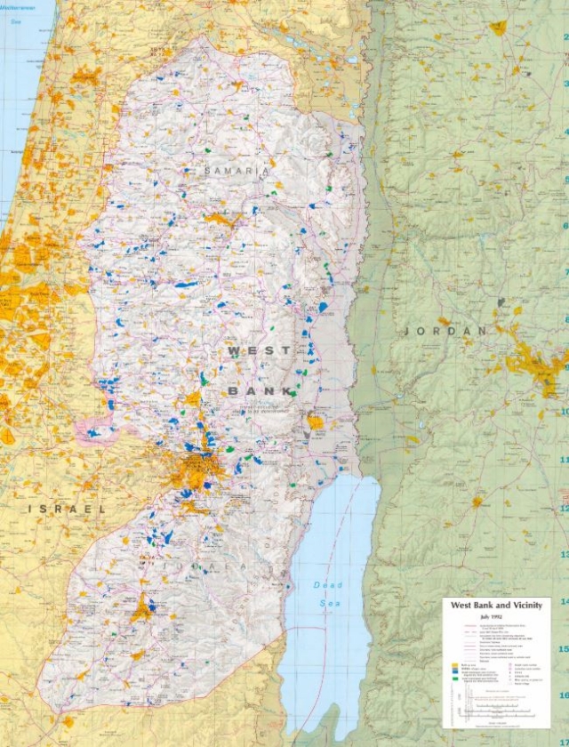 பாலஸ்தீன் மேற்கு நதிக்கரை 'வெஸ்ட பேங்க்' வரைபடம், Palestine West Bank Map, West Bank Map