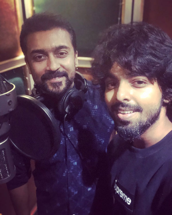 hero surya singing a song at his new movie akasham nee haddura