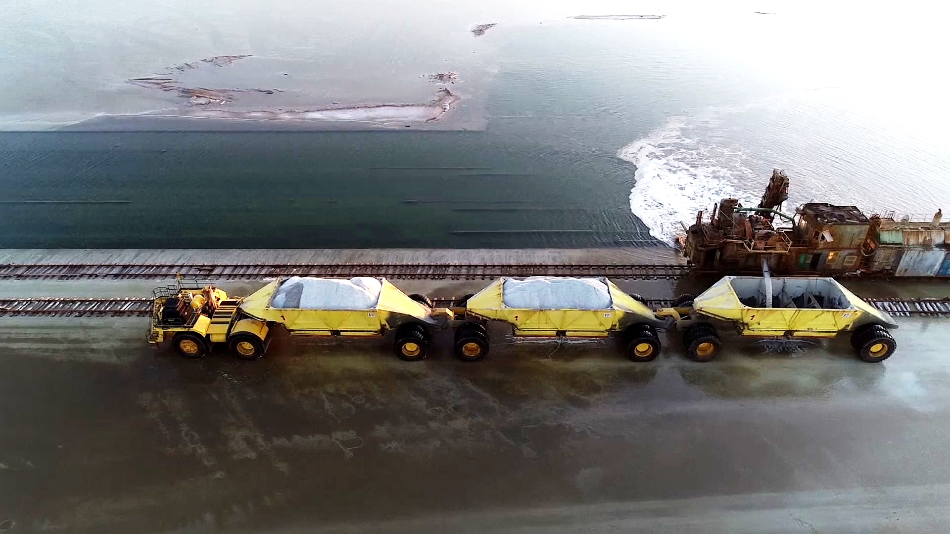 File photo: Salt being loaded in the wagons at the Baskunchak lake in Russia.