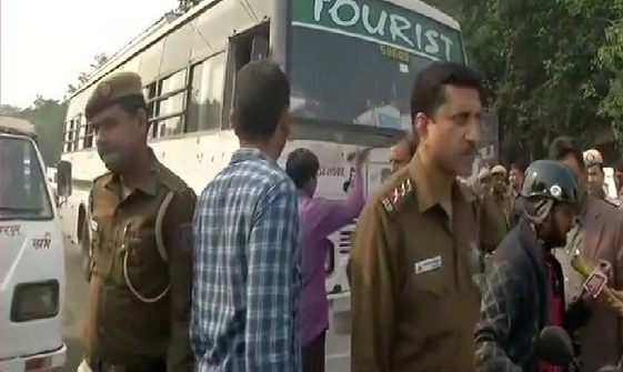 JNU students protest at the Delhi Police headquarters in ITO