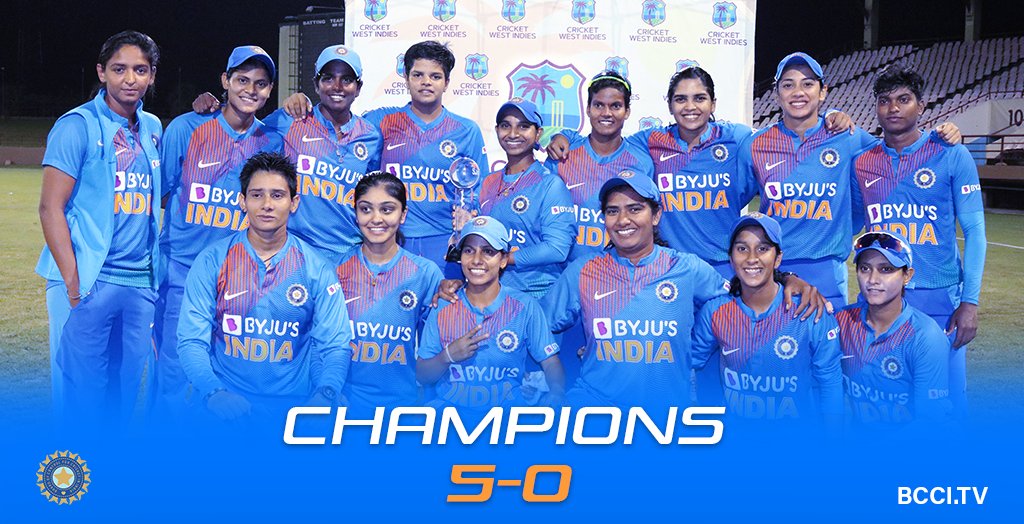 India Women claim 5-0 T20 series sweep over West Indies