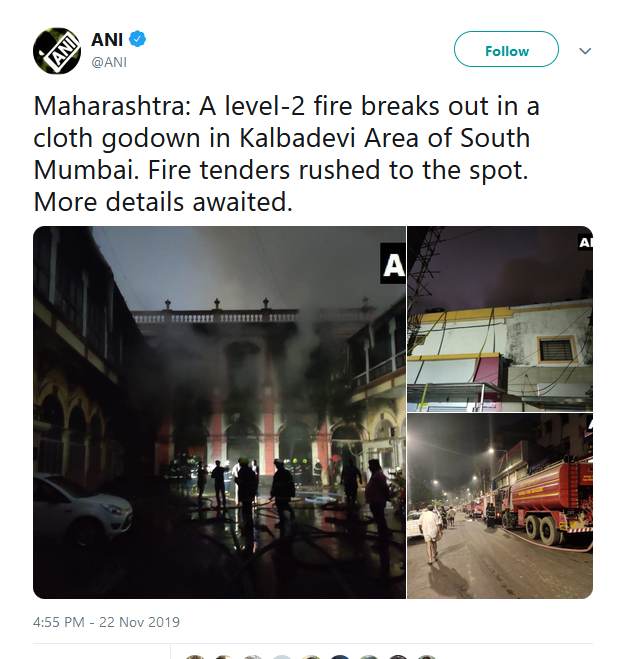 fire broke into cloth godown in kalbadevi at mumbai