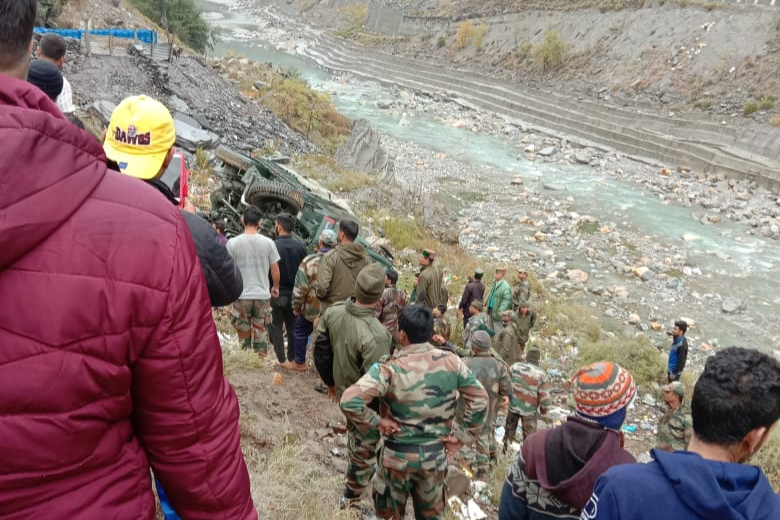 Army vehicle fell into a ditch in Karcham