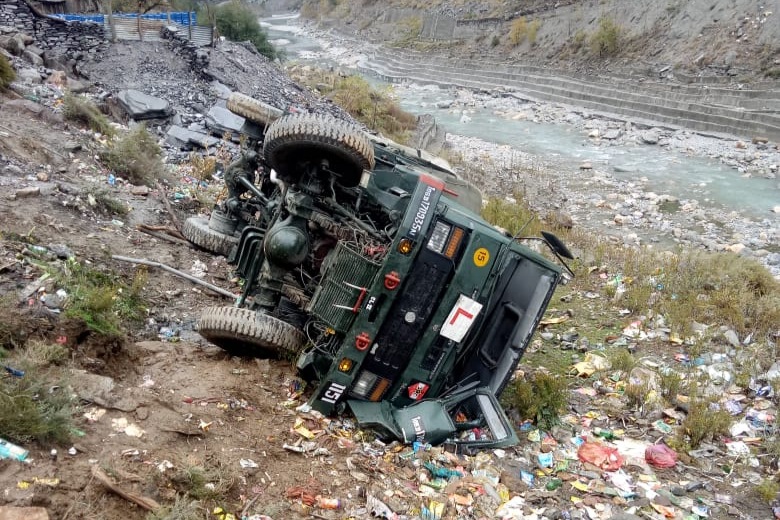 Army vehicle fell into a ditch in Karcham