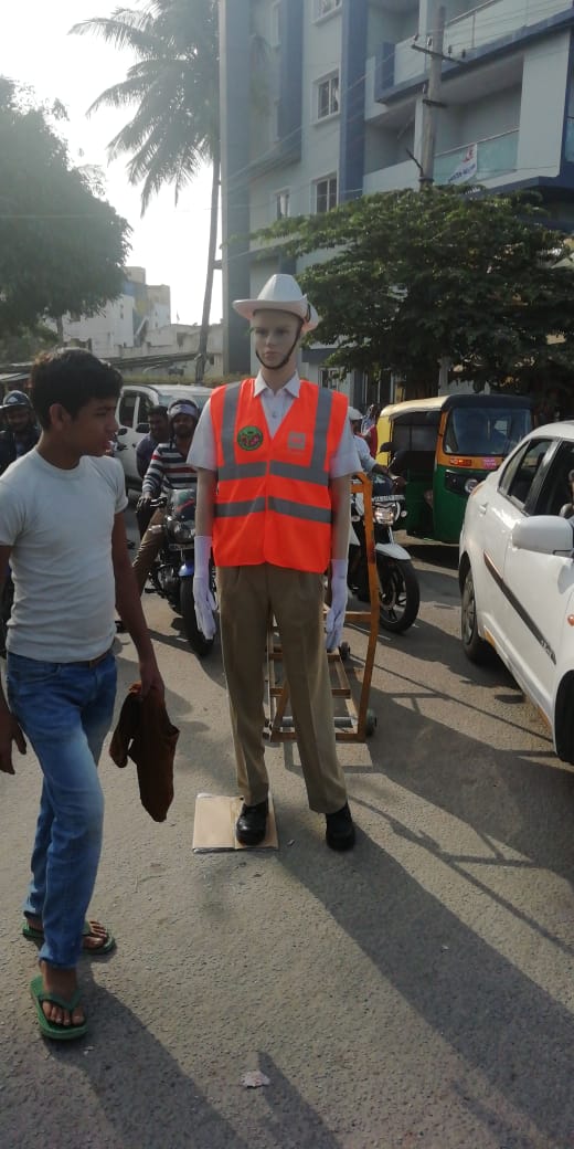 a new trafic man doll trend at bengalooru