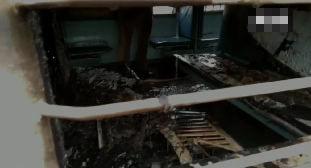 Torched coach of  Rishikesh- Delhi Passenger train