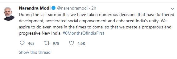 Tweets PM Modi