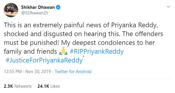 Indian Cricket Team, Priyanka Reddy Murder, RIP Priyanka Reddy