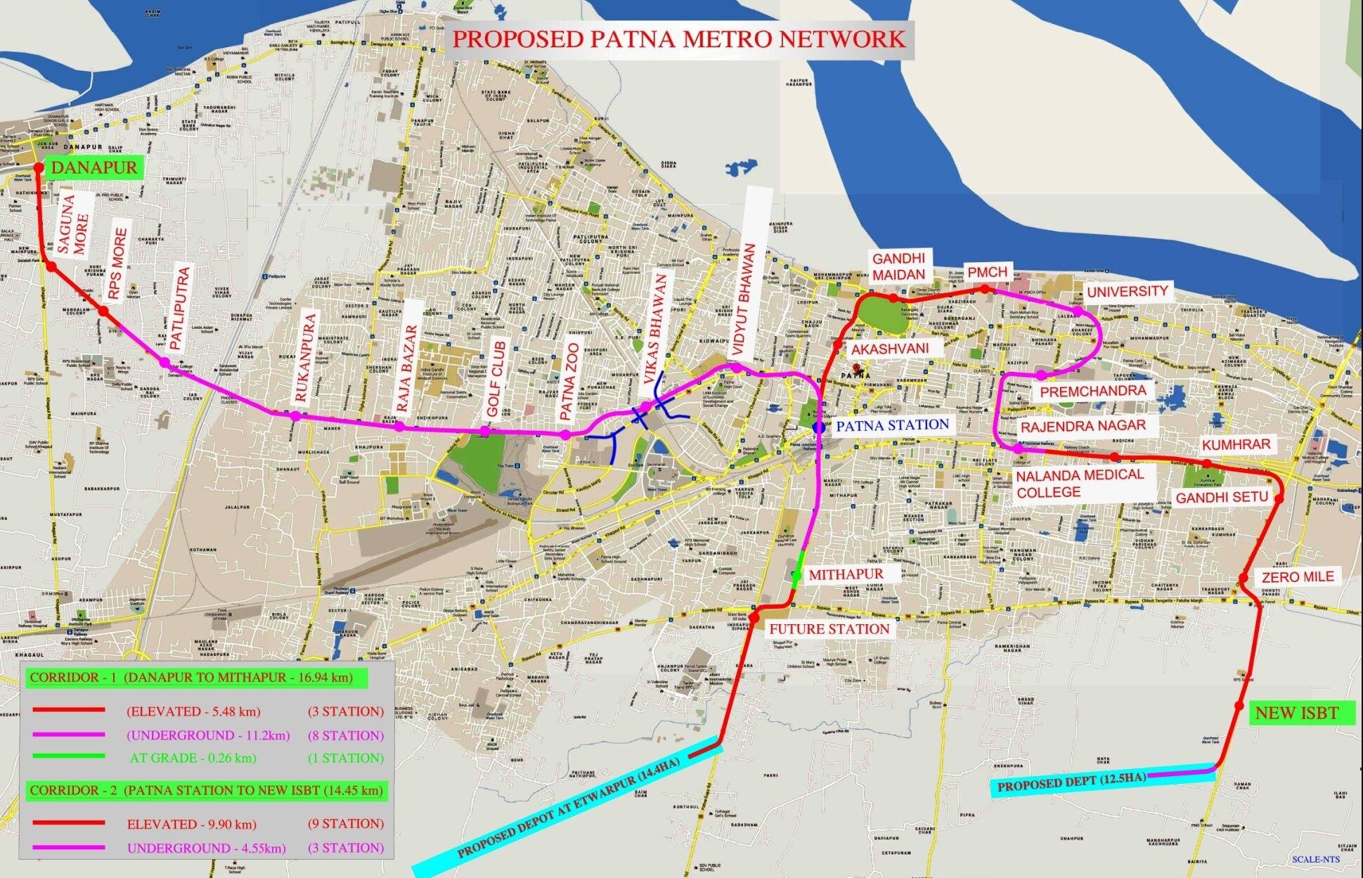 Patna Metro Rail Project map