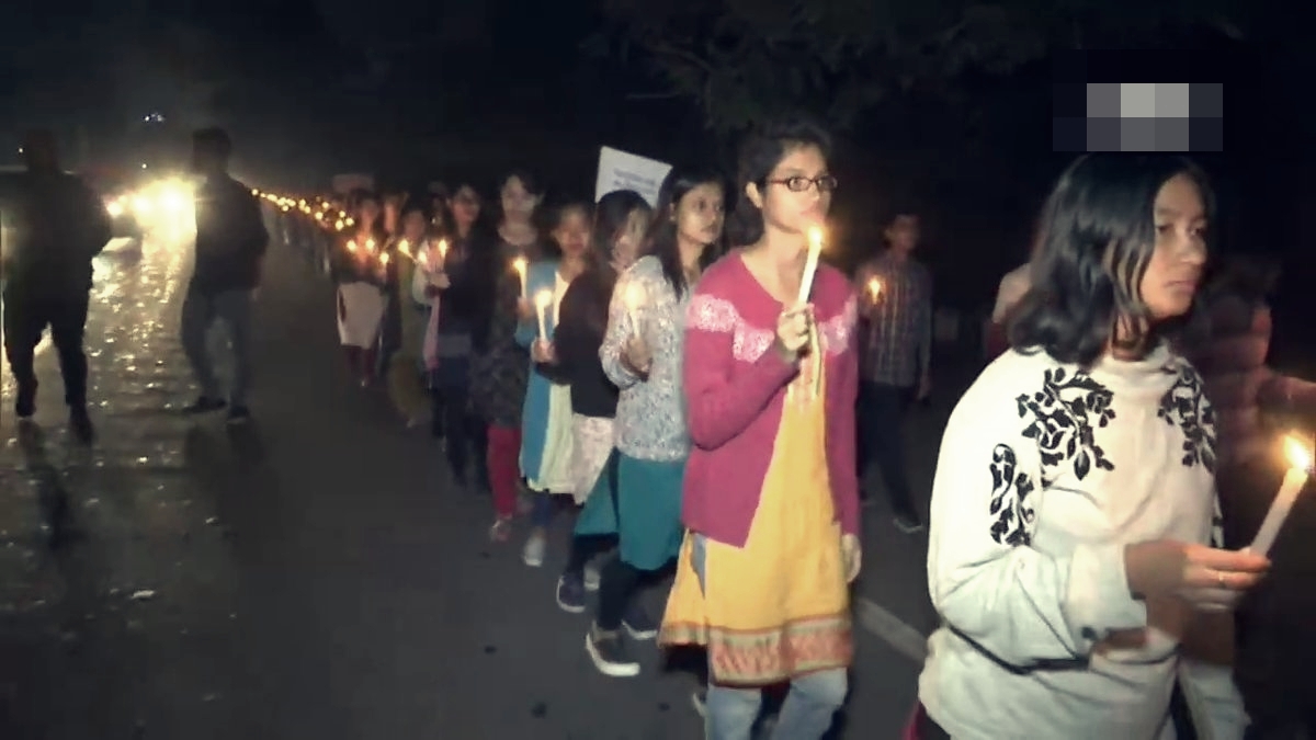 Girls in Guwahati came out on streets to protest against Hyderabad vet's murder.