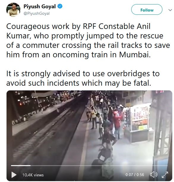 RPF Jawan risks life to save passenger