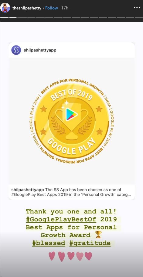 shilpa shetty, shilpa shetty news, shilpa shetty updates, shilpa shetty fitness app wins in 2019 Google Play Awards, shilpa shetty fitness app wins