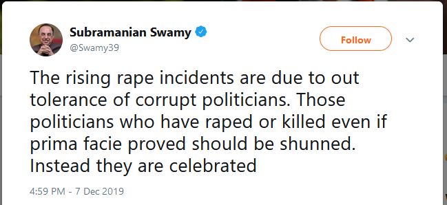 swamy on rape allegation on politicians