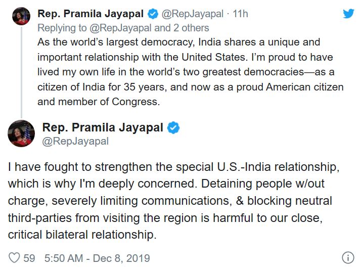 Indian American member of us congress tweets