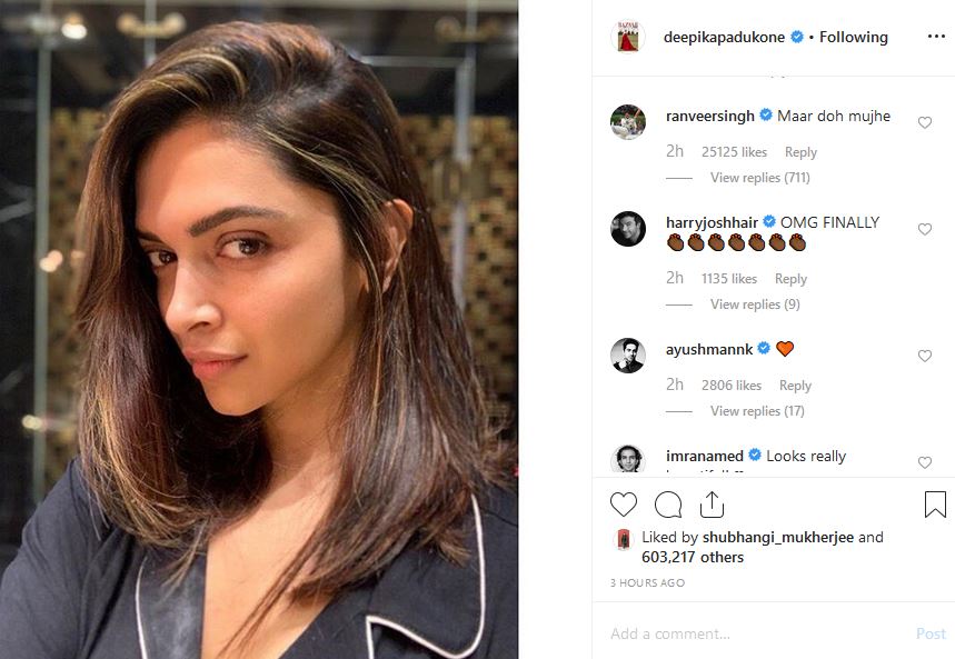 Maar daal do mujhe Ranveer reacts to Deepika's chopped hair