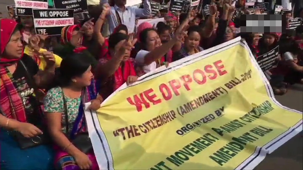 Locals stage a protest in Tripura