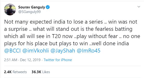 Sourav Ganguly, INDvsWI