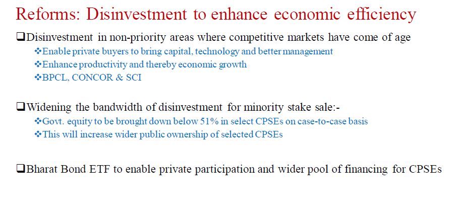 Reforms: Disinvestment to enhance economic efficiency