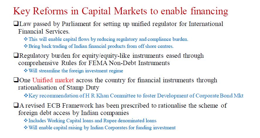 Key reforms in capital markets