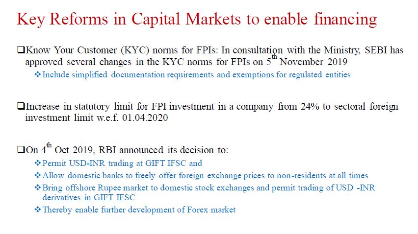 Key reforms in capital markets