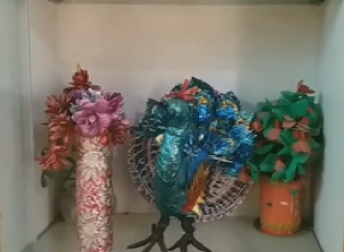 Sailabala Das from Odisha trying to make out home decorative products from Plastic waste