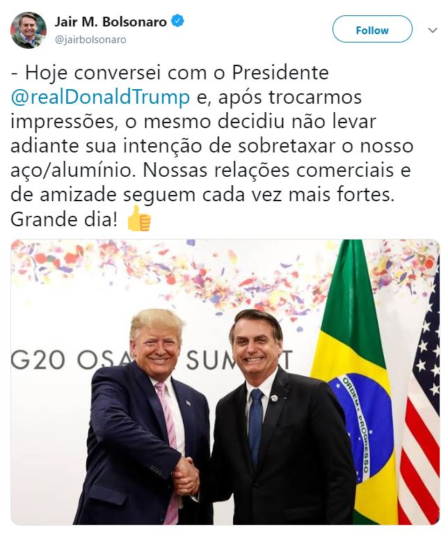 Telephonic talk between the President of the United States and Brazil