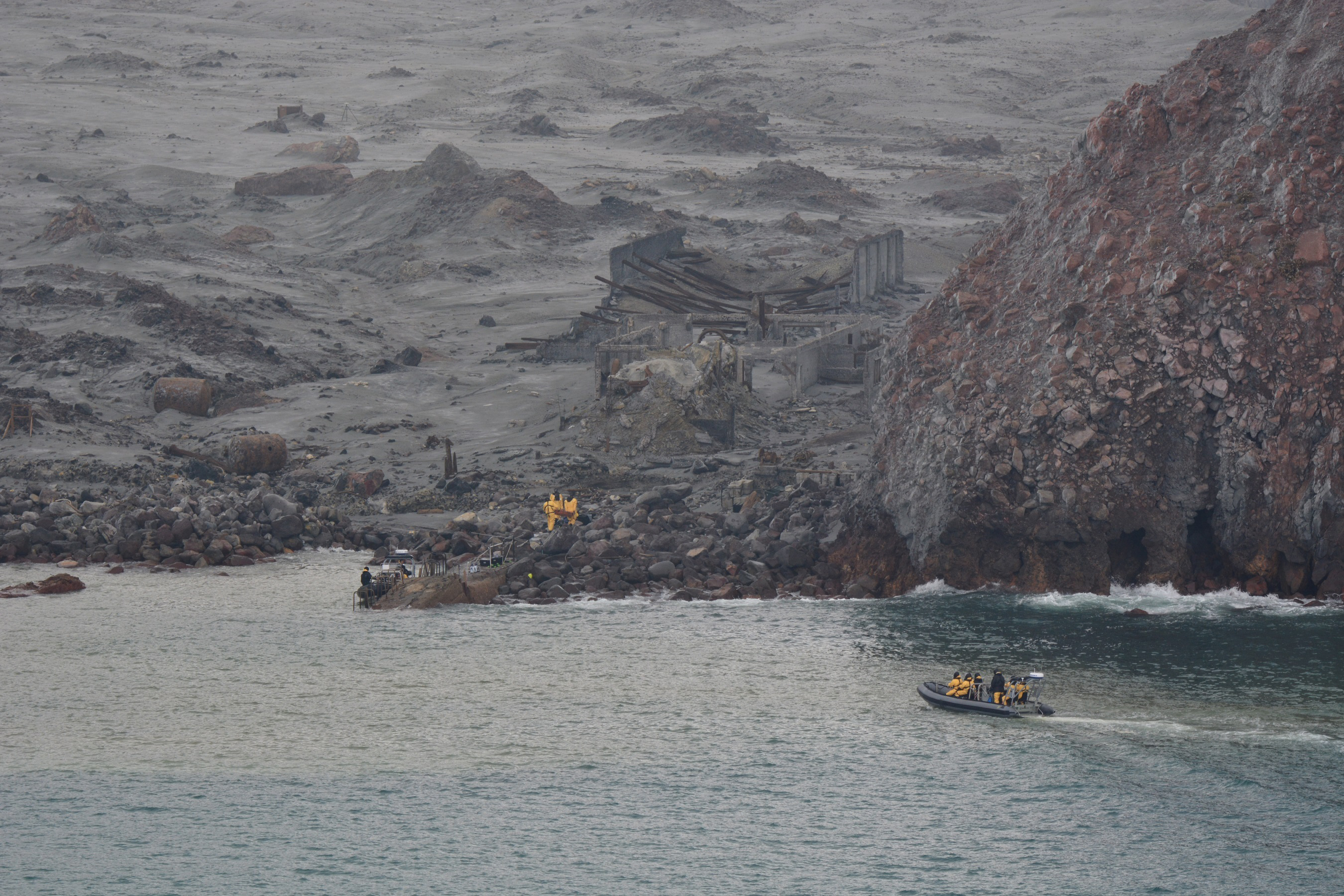 This photo released by the New Zealand Defence Force shows an operation to recover bodies from White Island after a volcanic eruption in Whakatane, New Zealand.