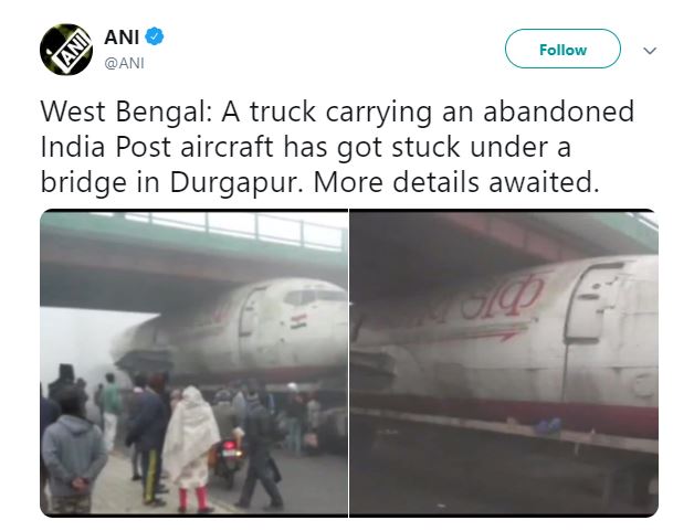 india-post-aircraft-stuck-under-durgapur-bridge