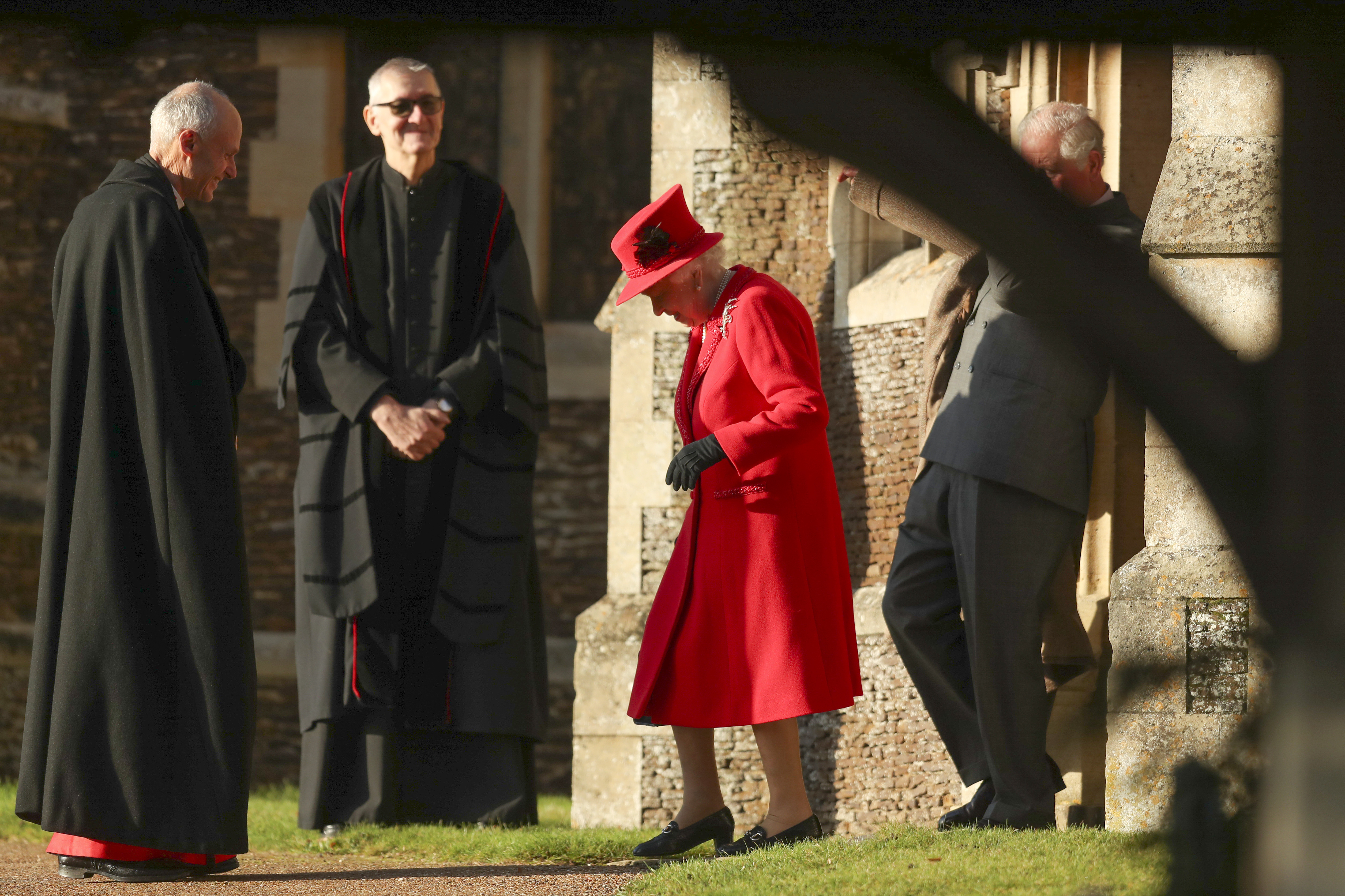 Britain's Queen Elizabeth II arrives to attend the Christmas day service at St Mary Magdalene Church in Sandringham in Norfolk, England, on Wednesday.