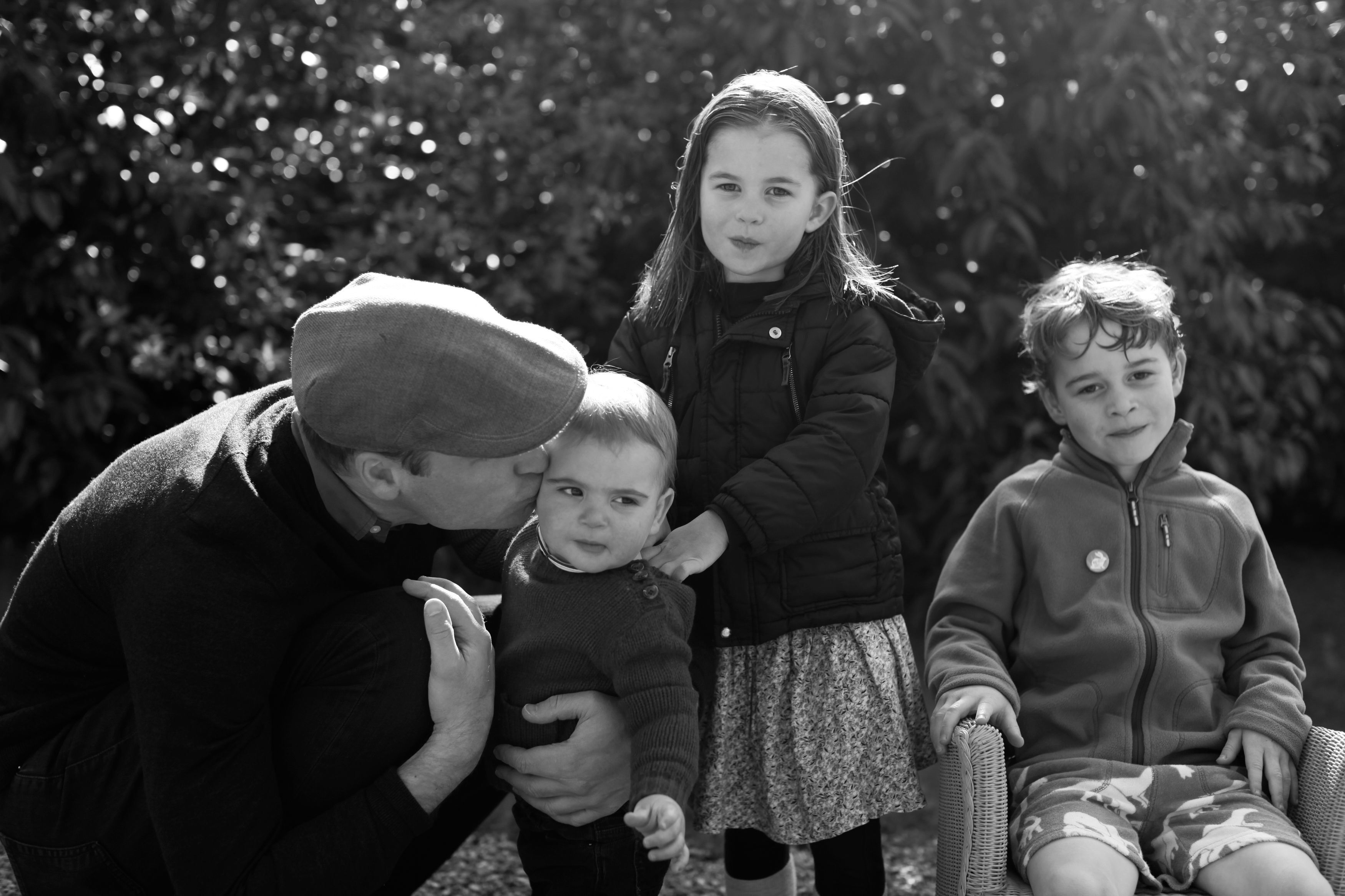 Britain's Prince William with his children Prince Louis, Princess Charlotte and Prince George taken in Norfolk.