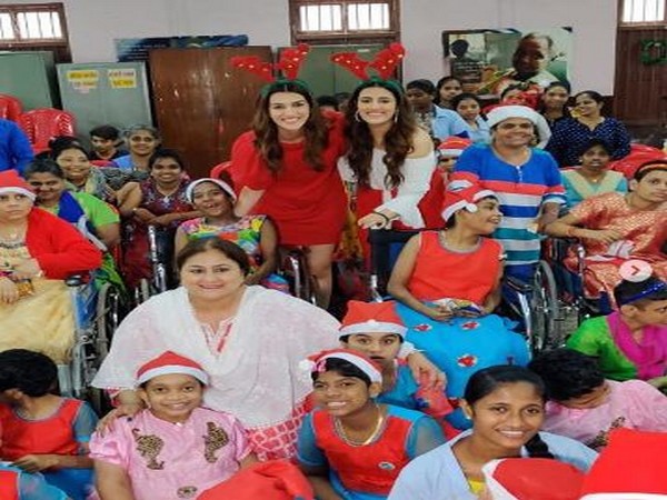 kriti and nupur sanon celebrate christmas with specially-abled children