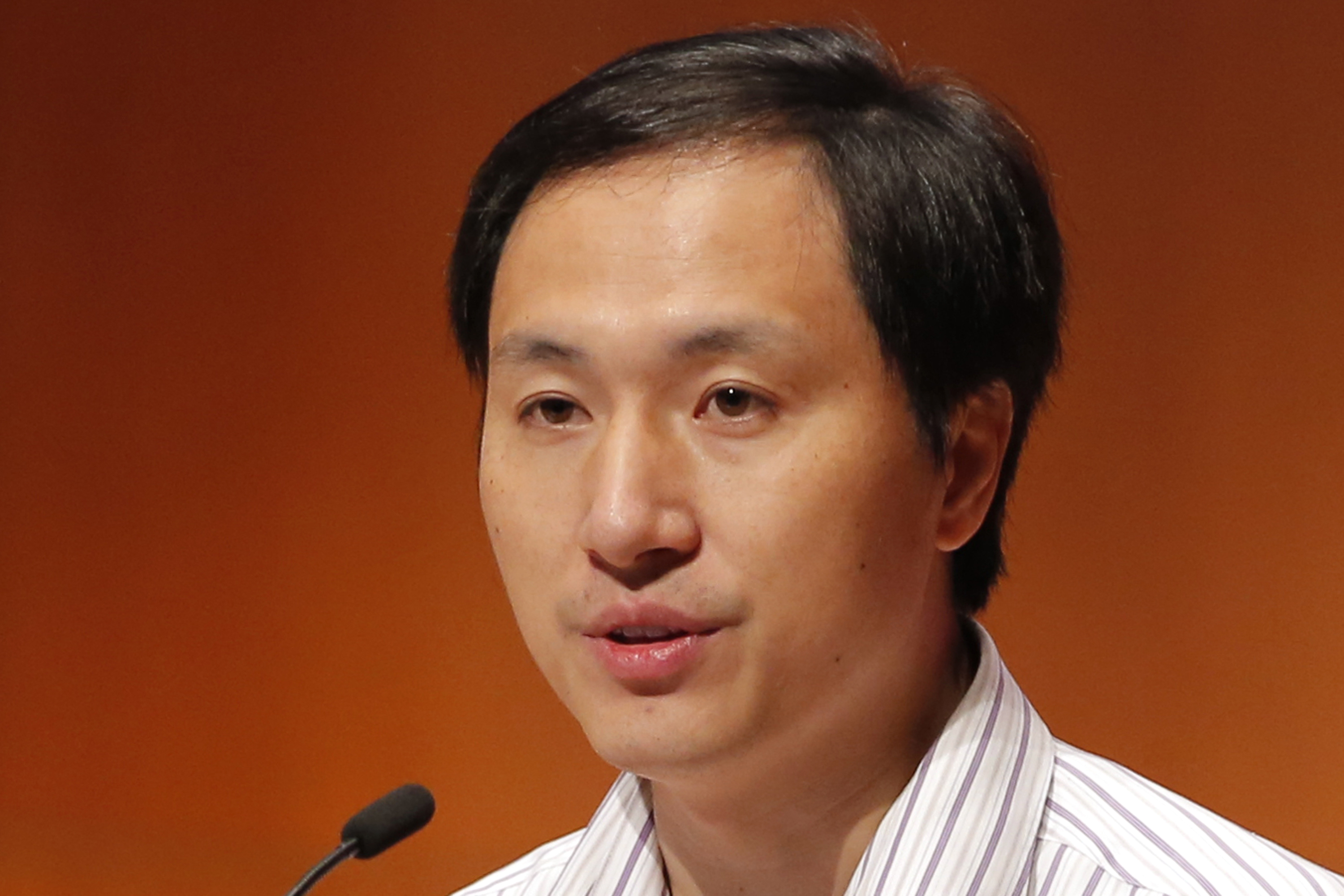 He Jiankui, a Chinese researcher, speaks during the Human Genome Editing Conference in Hong Kong, where he made his first public comments about his claim to have helped make the world's first gene-edited babies.