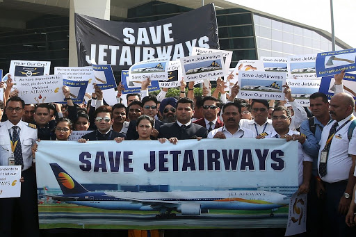 Jet Airways employee's protesting