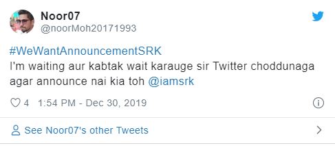 Shahrukh Khan fan threatens him