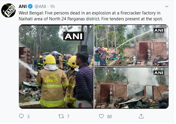 Fire crackerExplosion in a fire cracker factory at Naihati