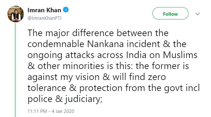 imran khan reaction on nankana sahib