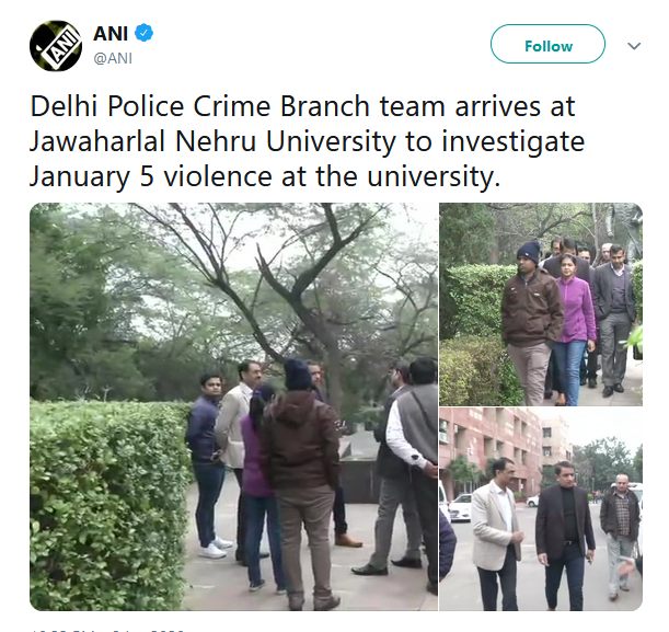 crime branch in JNU, JNU violence update