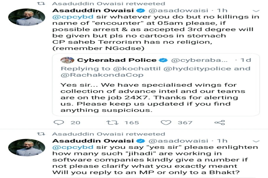 Asaduddin Owaisi counter to cp sajjanar on the twitter