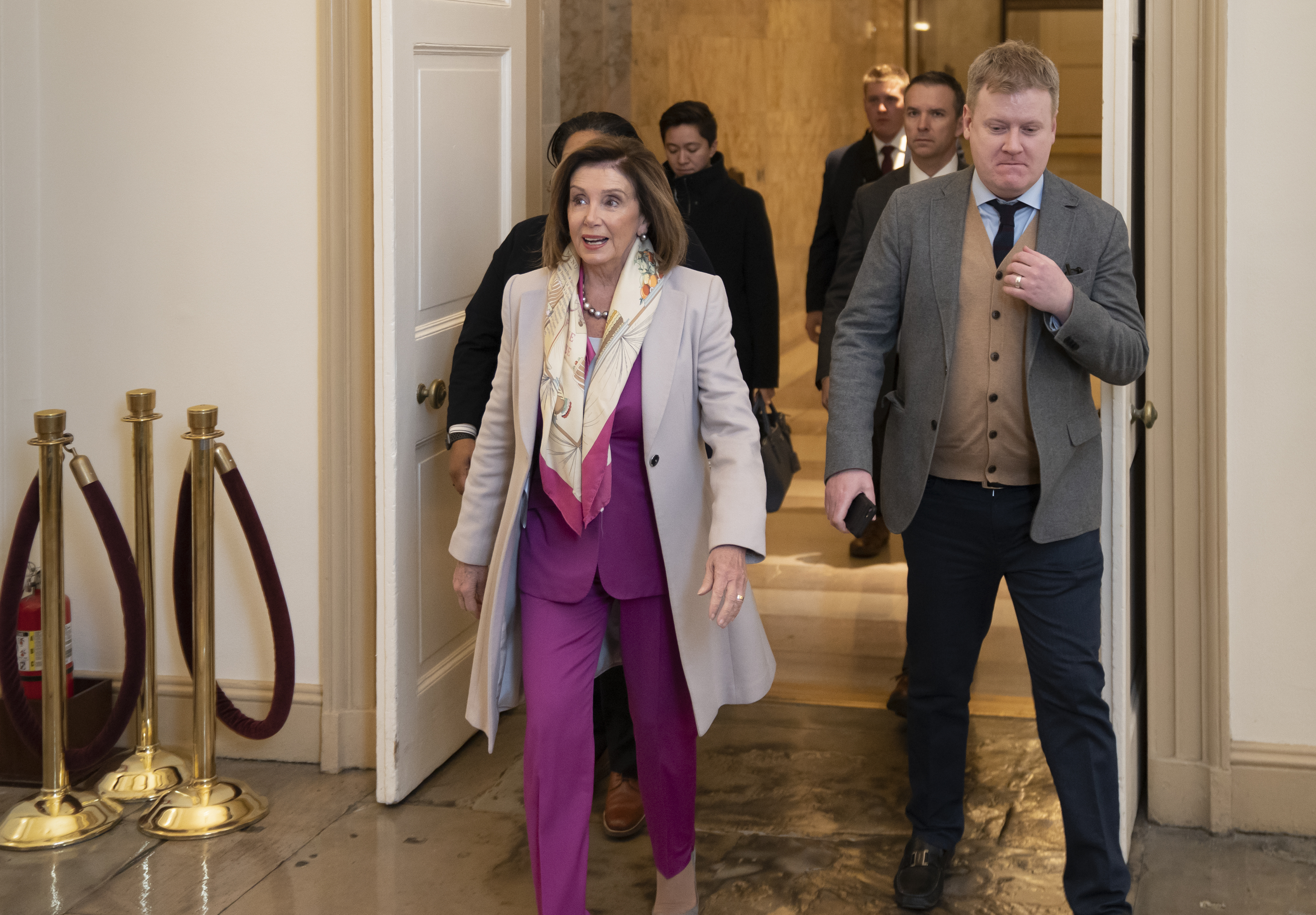 Speaker of the House Nancy Pelosi, D-Calif., arrives at the Capitol in Washington, on Tuesday.