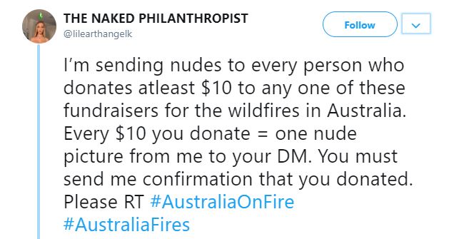 US girl sells her nude photos to raise $700k for Australia fires