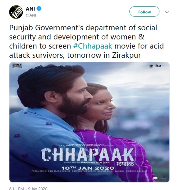 movie Chhapaak update, movie Chhapaak in zirakpur