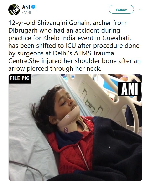 young archer shivangini gohain injured