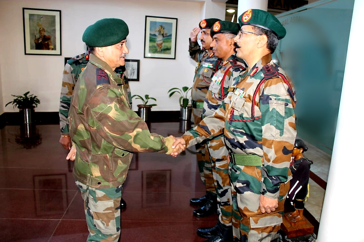 Eastern Command chief Lieutenant General Anil Chauhan meets the troops of Assam Rifles