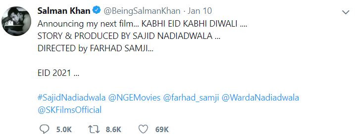 Salman khan announced his new movie