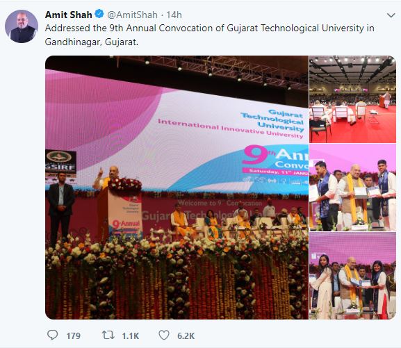 amit shah speech on Gujarat technical university